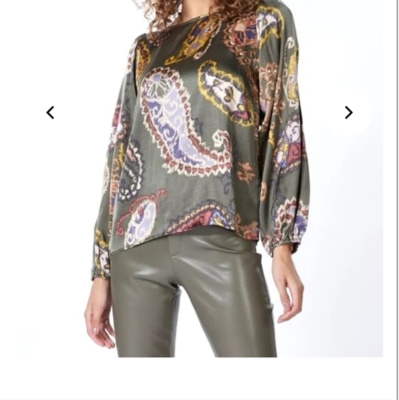 Esqualo Elements Print Long Sleeve Paisley Light Sz. 12 Blouse - Picture 2 of 15